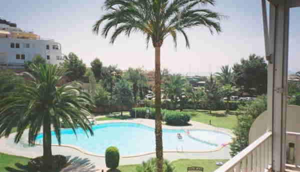 Puerto Portals. Viiew of Pool from Apartment