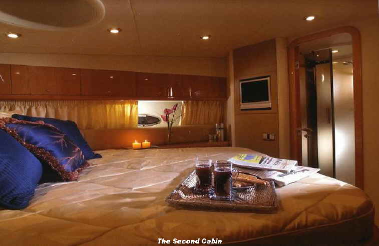 Sunseeker Manhattan 50 for charter. Interior the second bedroom cabin
